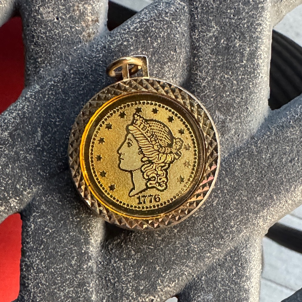 Vintage Replica Gold Coin Pendant with 1776 Design